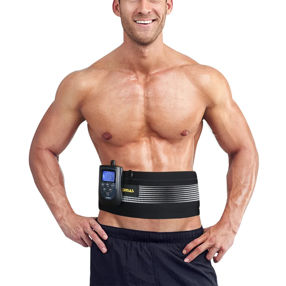 Black electronic weight loss and abdomen massager with mechanical control and battery power for neck, waist, legs, back.