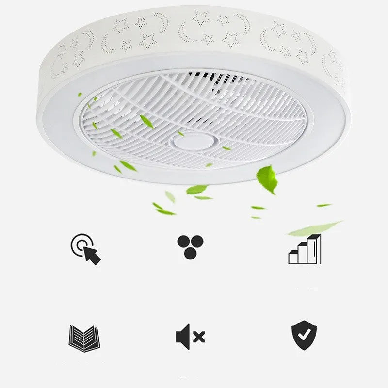 55cm pastoral ceiling fan with invisible blades and chandelier LED lighting for living room