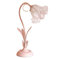 Pink flower princess desk lamp, 52cm high, glass shade, ceramic flowers, iron body, European style