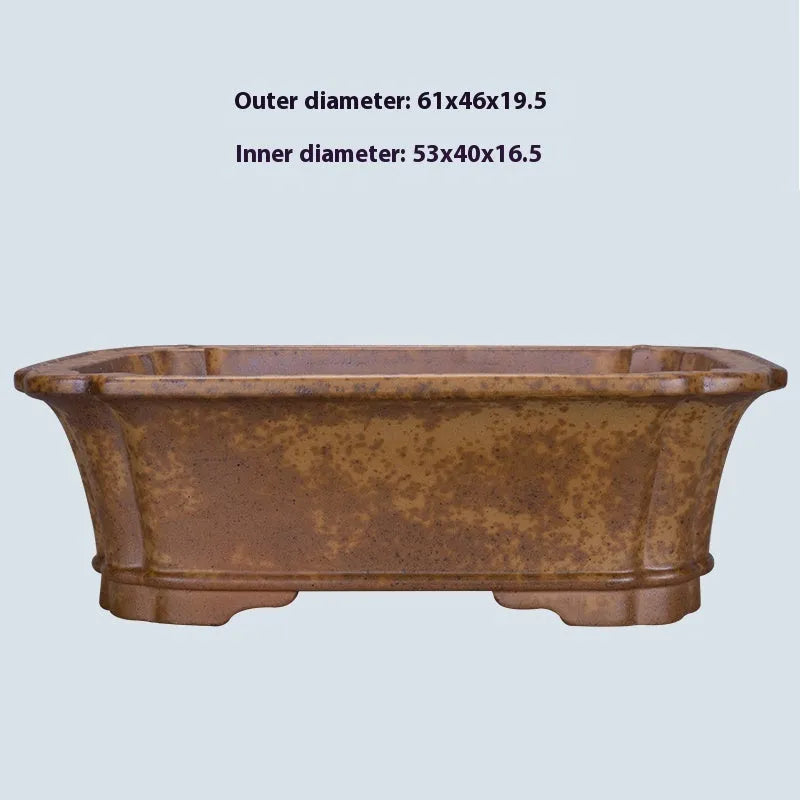 Purple sand rectangular flowerpot with handmade double pumping angle design