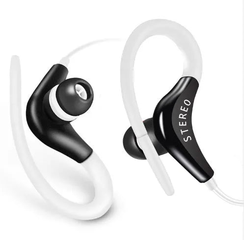 Wired earhook headphones with 3.5mm plug, microphone, 1.2m cable, available in five colours