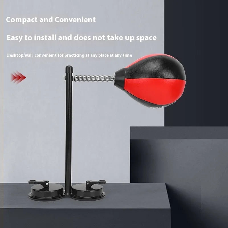 Red and black boxing reaction ball with suction cup mount for home training