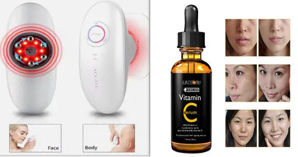 Vitamin C serum 30ml set with essence and beauty device, general skin type, Set1 Set2 Set3 options