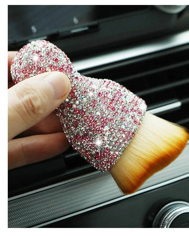 Car interior soft cleaning brush with PVC bristles in white, pink, and black colour options