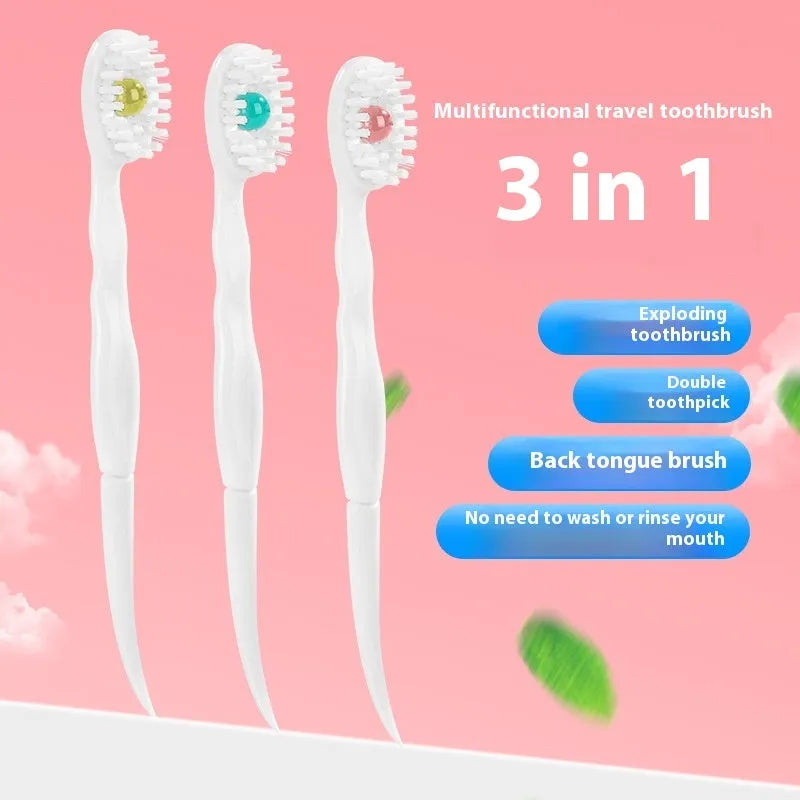Box of 20 disposable bead toothbrushes with pre-pasted heads for travel and convenience