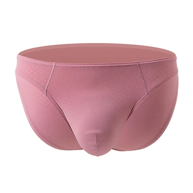 Men's low waist ice silk nylon briefs, quick drying rib weave, solid colours, sizes M-XXL