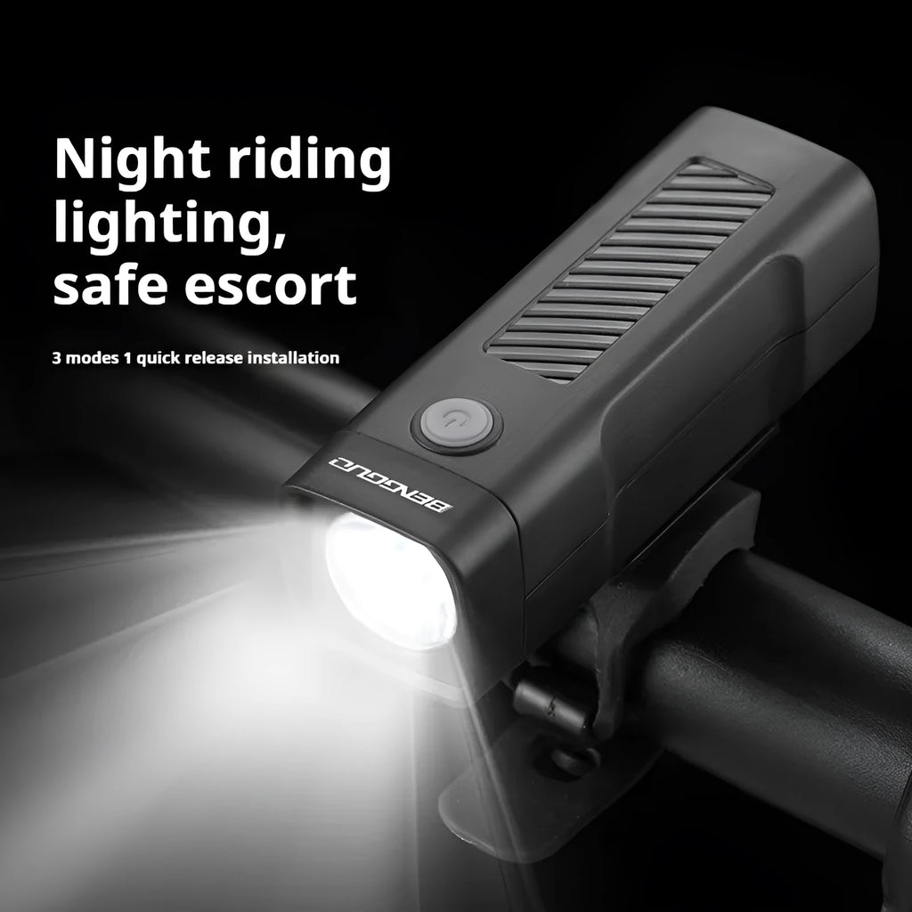 USB rechargeable bicycle headlight with quick-release handlebar bracket