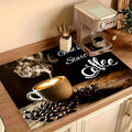 PVC kitchen countertop draining pad in square shape for coffee maker and mug, K Coffee Time colour