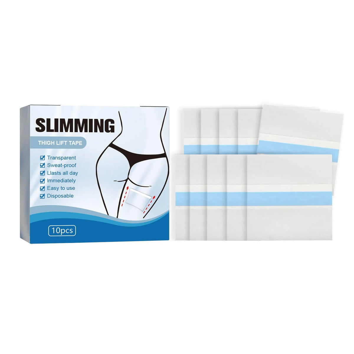 10 piece pack of 12cm square body shaping stickers with collagen for navel application
