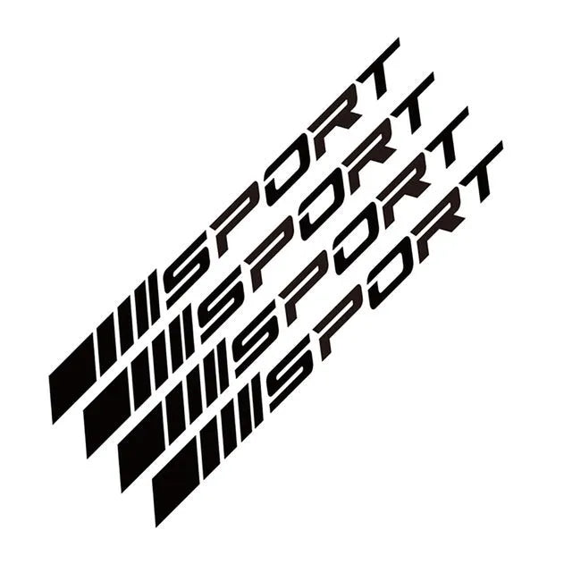 Hollow sports design car rim stickers in black, red, or white colours