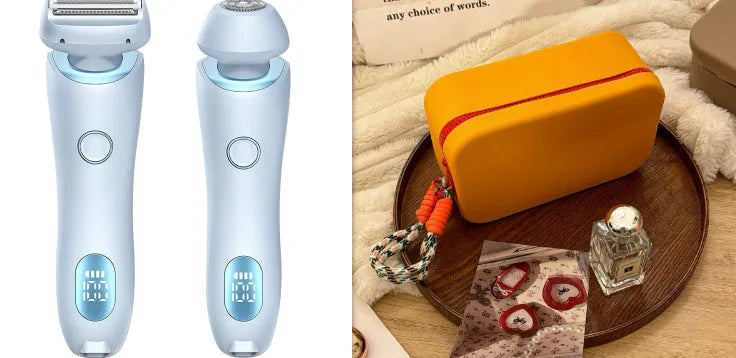 2 in 1 women's electric shaver with square foil and round rotating heads, USB rechargeable, pink colour