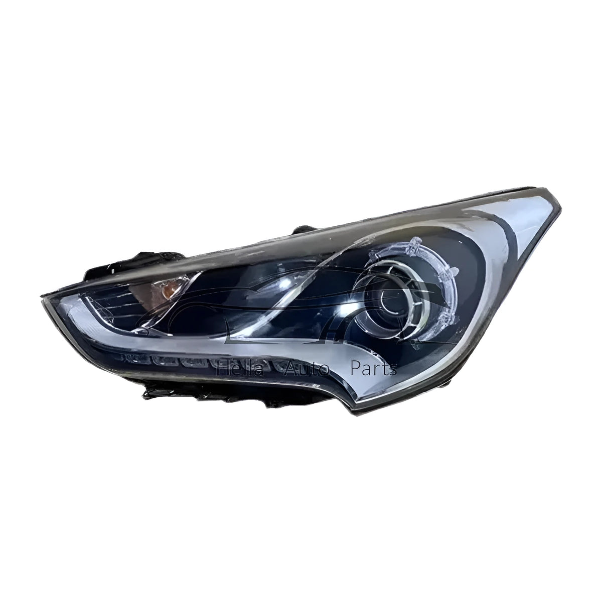 Black ABS plastic VELOSTER Feisi headlight, model 92101-2V500, 12V 35W replacement unit