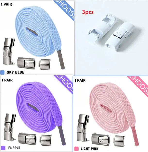 8mm widened flat elastic shoelaces with press lock mechanism in black and white for sneakers