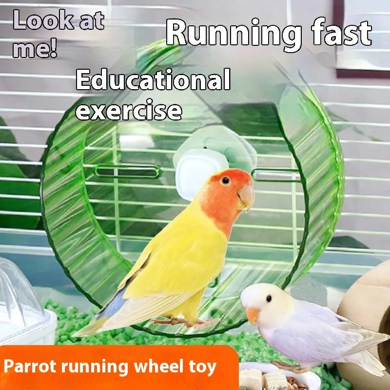 21cm plastic parrot running wheel toy in multiple colour options for bird cage exercise