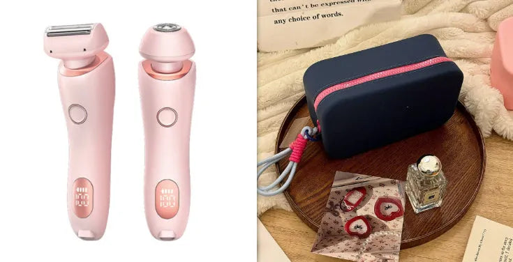 2 in 1 women's electric shaver with square foil and round rotating heads, USB rechargeable, pink colour