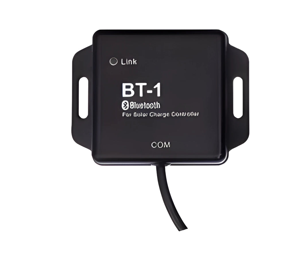 BT-1 model solar charge controller with Bluetooth module for 12V 24V battery systems.