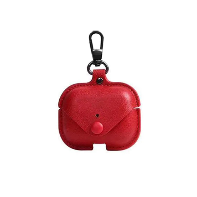 AirPods Pro protective leather case sleeve in PU with cross pattern design showing precise fit dimensions
