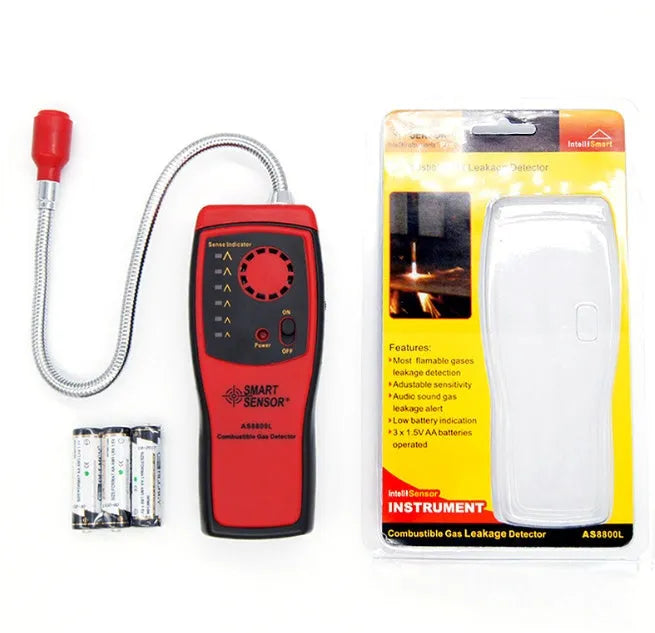 AS8800L portable flammable gas detector with LED indicator lights and compact design