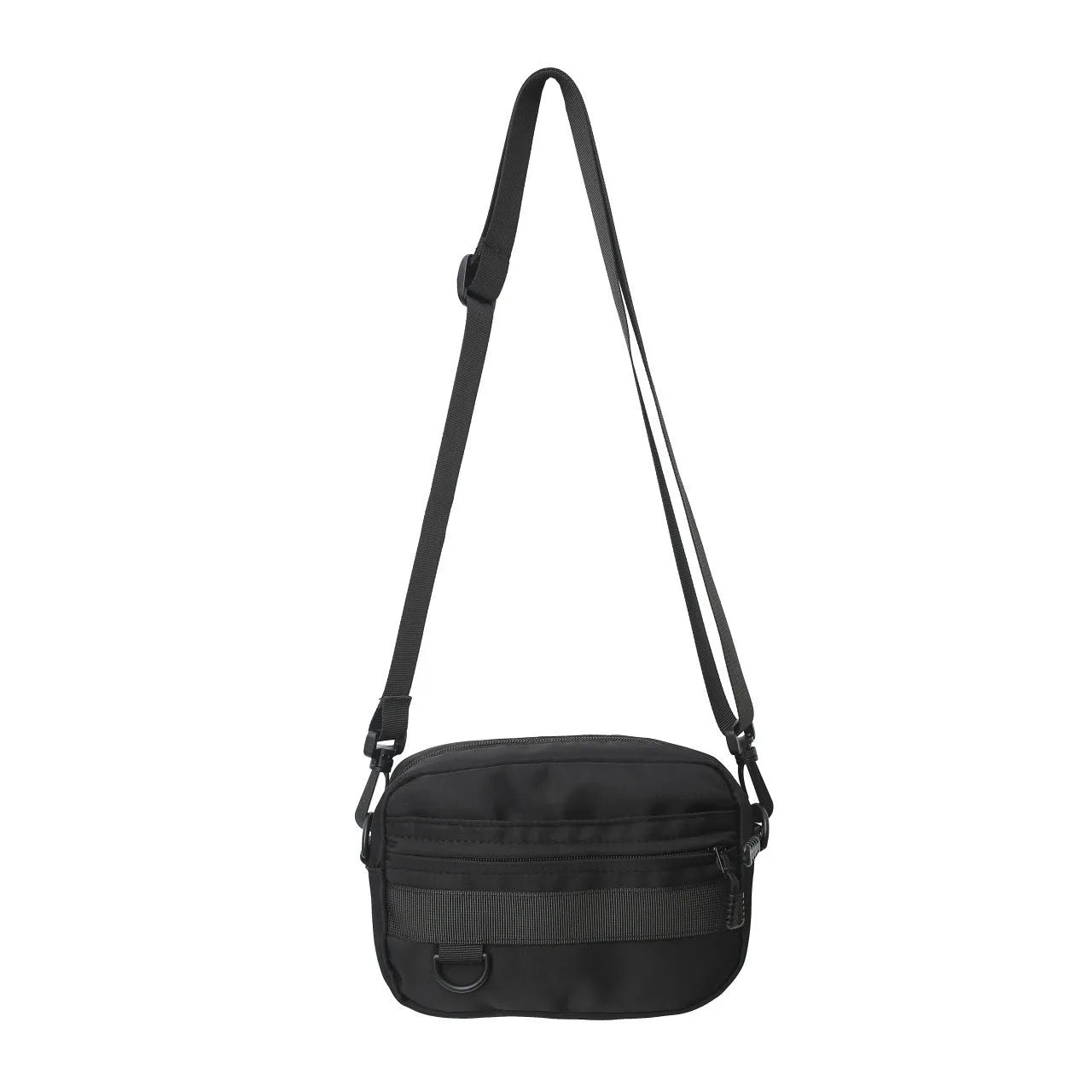 Men's nylon messenger bag in street fashion style with crossbody strap and sewing thread detailing