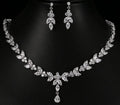 Zircon simple bridal set with copper earrings, gold-plated inlaid stones, shown in Gold, Rose Gold, or Silver.