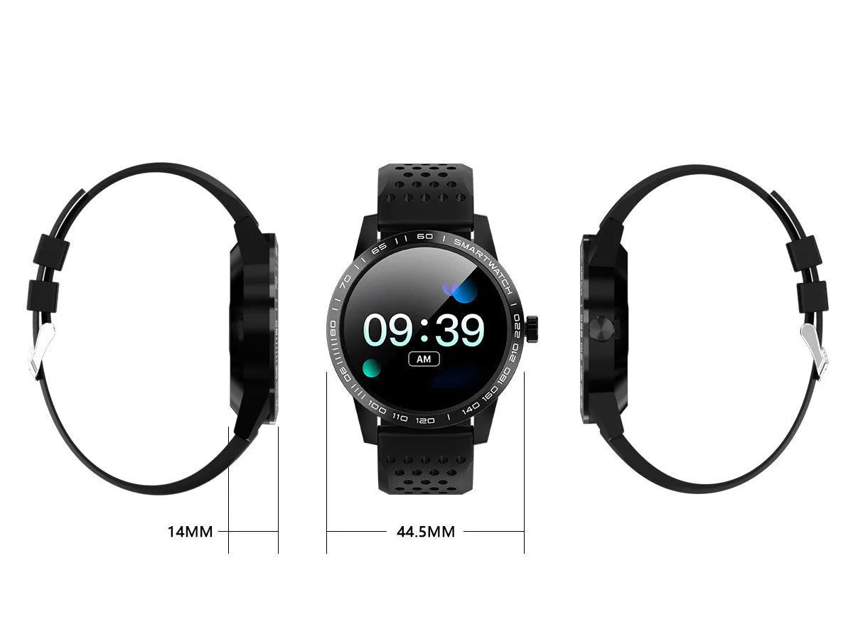 Black T2 colour screen smart bracelet showing a heart rate graph on its 1.3-inch display.