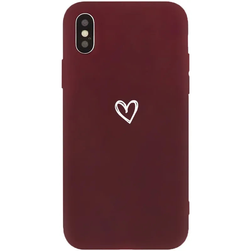 TPU painted love phone case in red love variant for iPhone showing simple love pattern on back