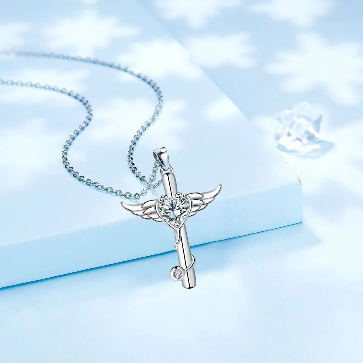 Copper electroplated necklace with a stethoscope-shaped pendant featuring a winged cross design.