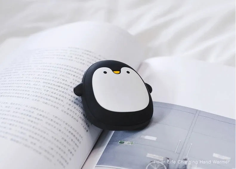 Cartoon penguin polar bear USB rechargeable electric hand warmer with double-side heating