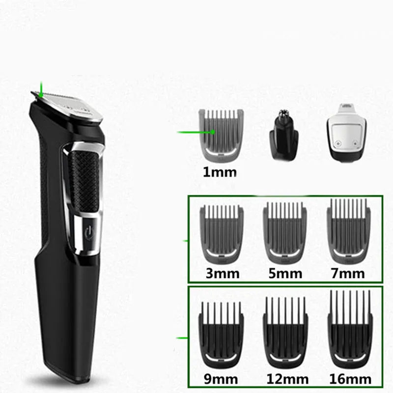 Multifunctional nose hair and beard clipper with lithium-ion battery, 60-minute runtime, and flushable blade and guard