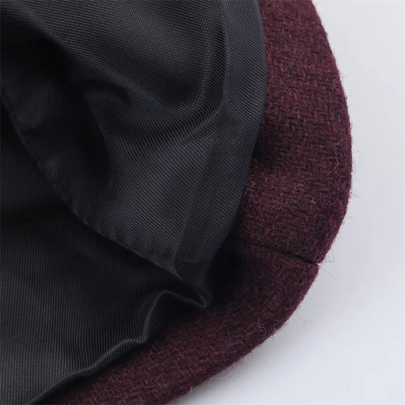 Women's loose fit wine red spandex long overcoat for commute