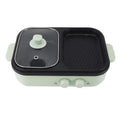 White or green electric caldron frying oven with mechanical controls and 1300W power rating