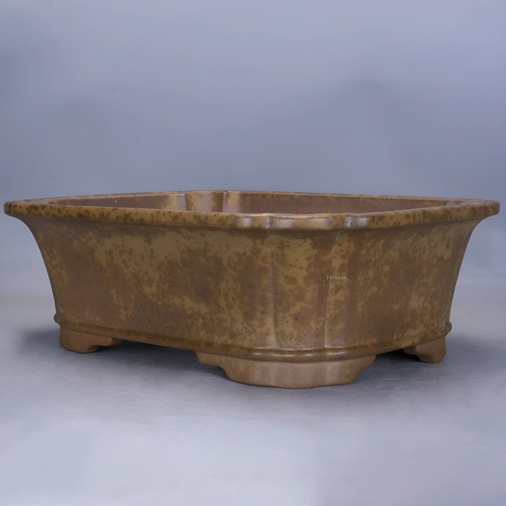 Purple sand rectangular flowerpot with handmade double pumping angle design