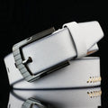 Men's retro threading casual belt with alloy pin buckle on imitation leather