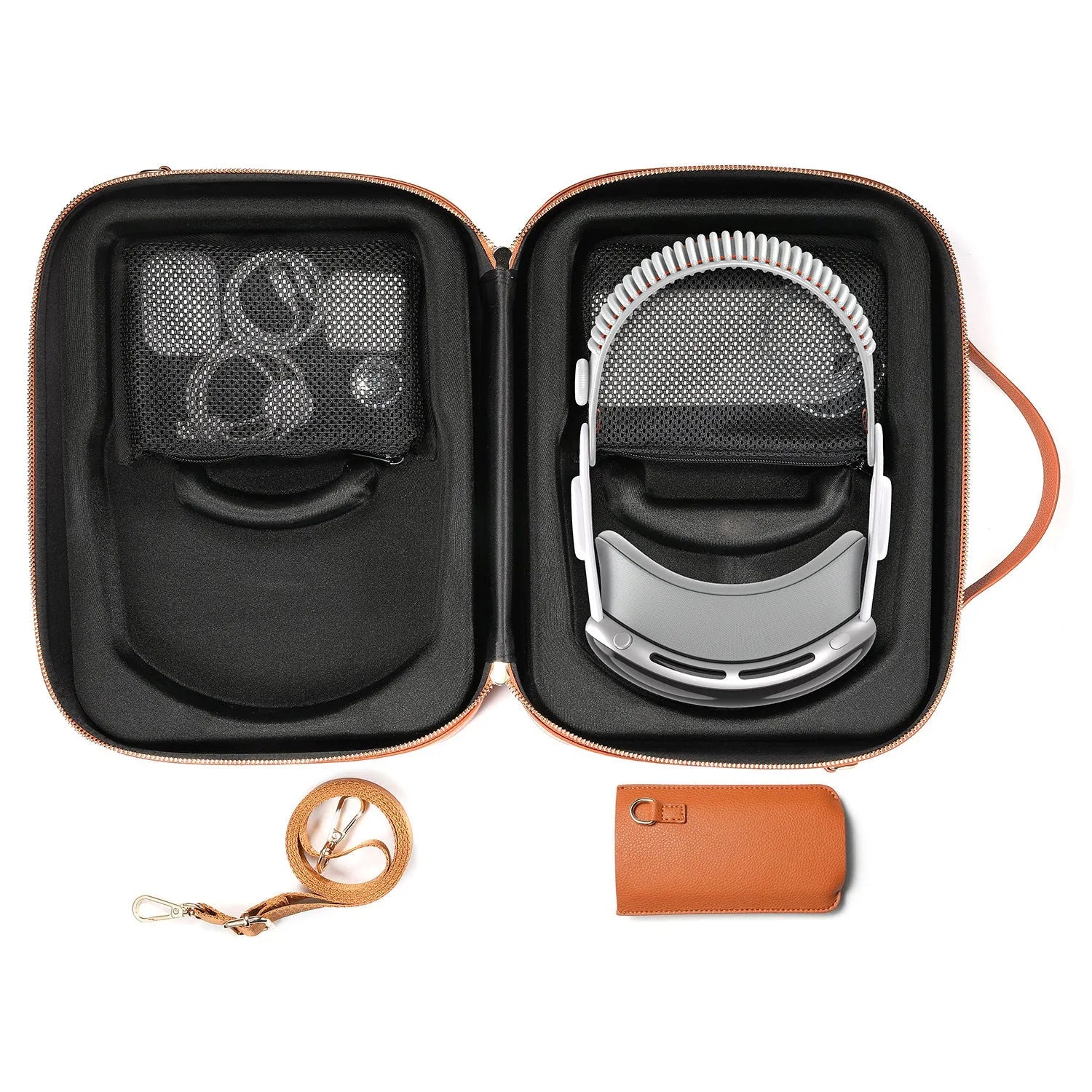 Black superfiber Vision Pro MR glasses storage box showing size and compact design.