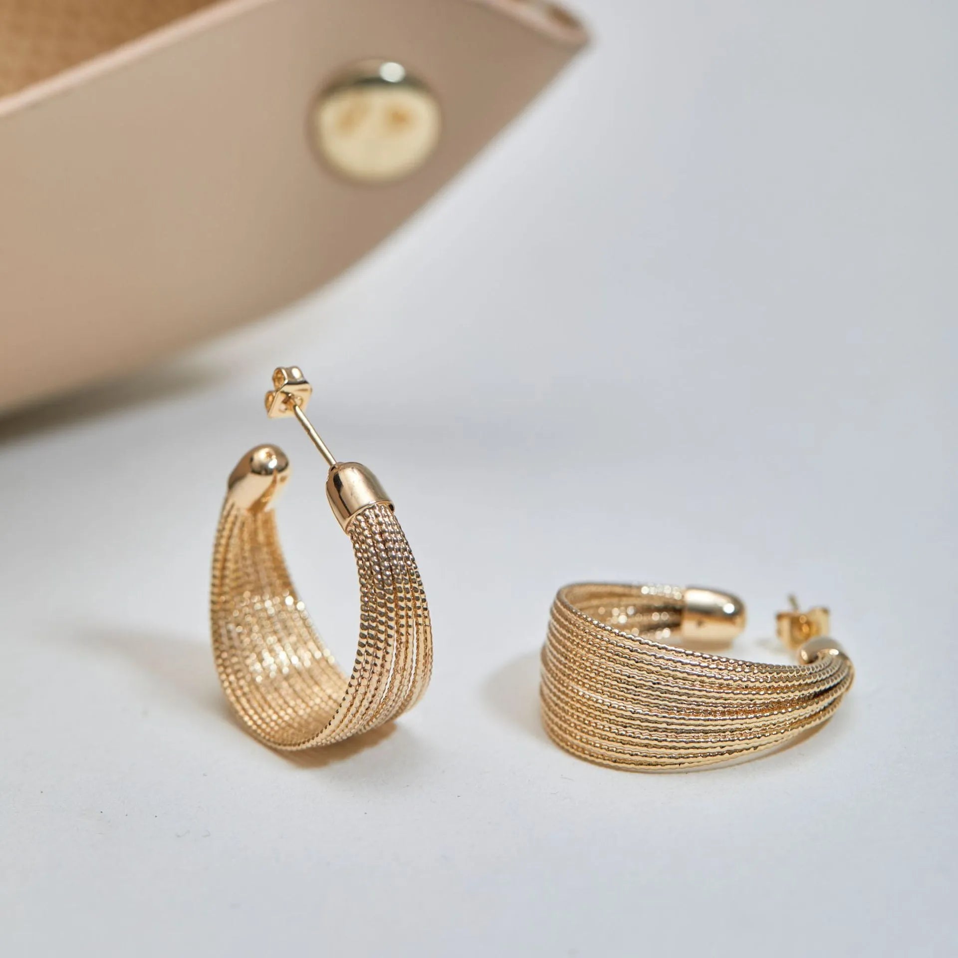Multi-layer simple bracelet earrings set with silver and gold geometric copper earrings