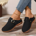 Women's casual wedge slippers in light brown with closed toe and rubber sole