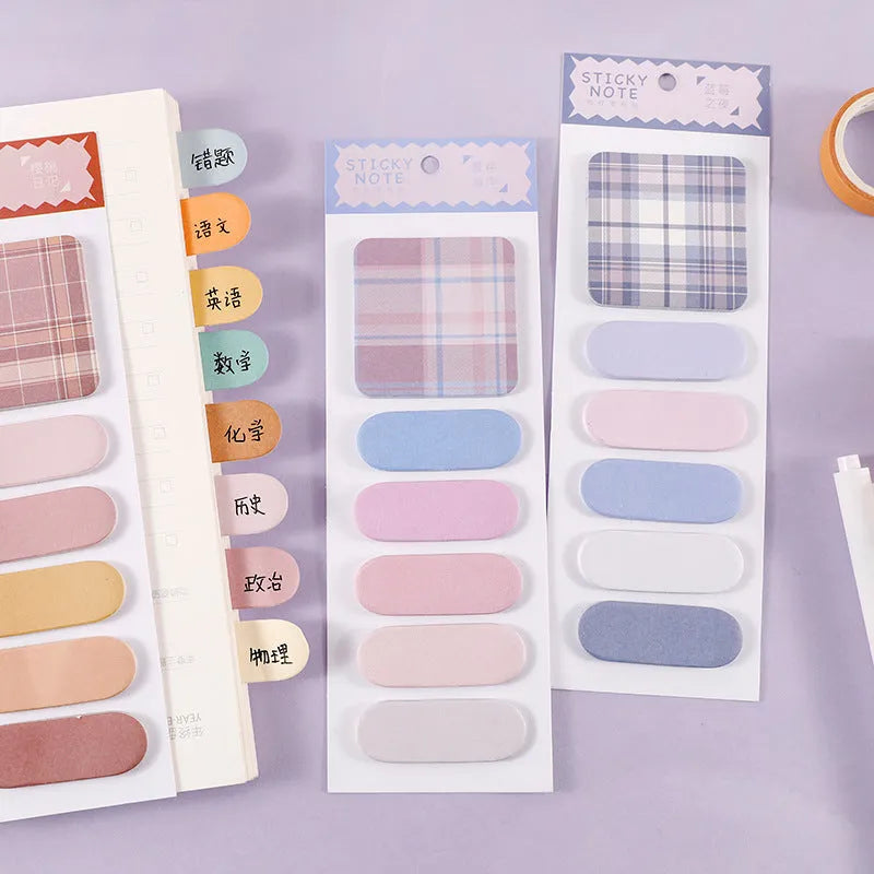 Colourful plaid sticky notes memo pad with 120 sheets measuring 67mm by 200mm