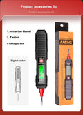 Black and red digital voltage testing pen with LCD display for electrical measurement