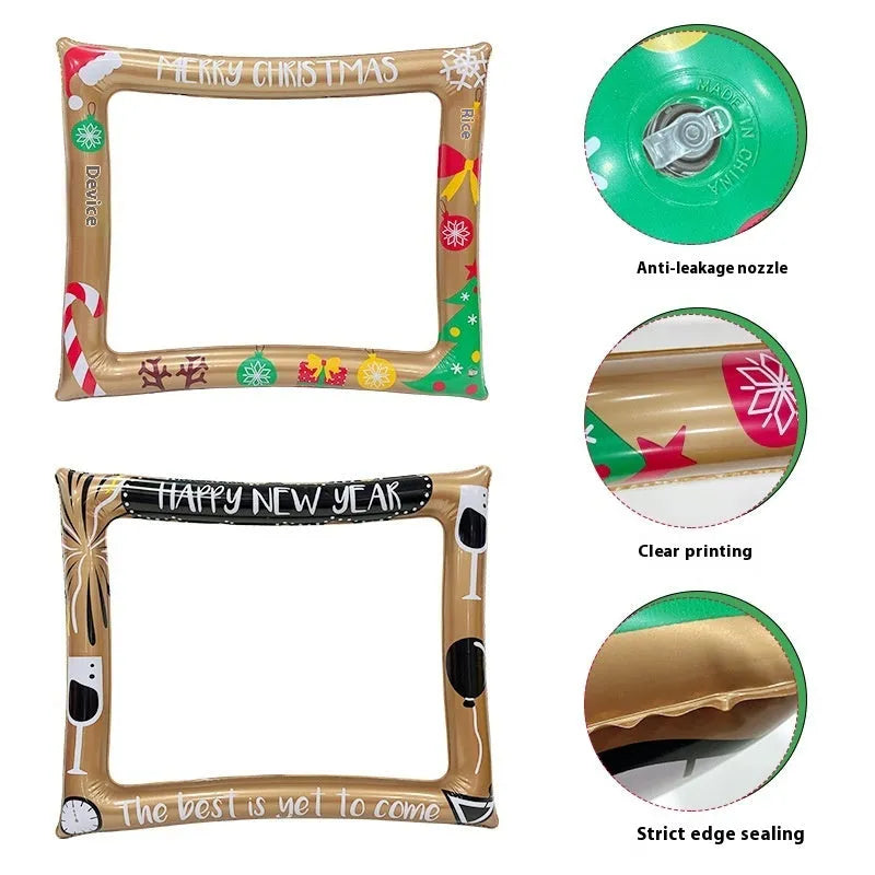 Christmas-themed inflatable PVC photo frame prop for party photography