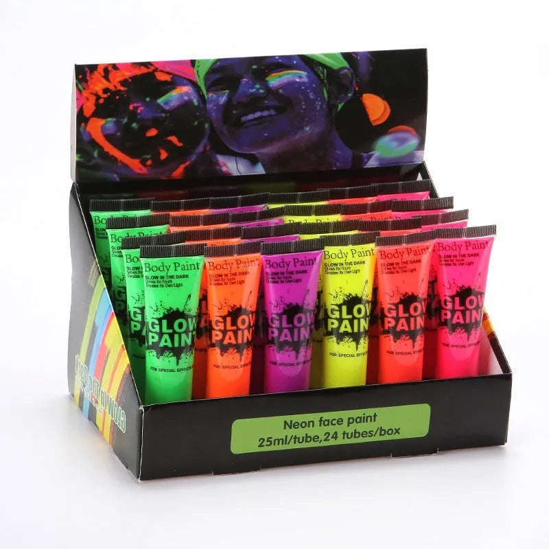 25ml bottle of neon face and body paint in non-toxic gouache formula