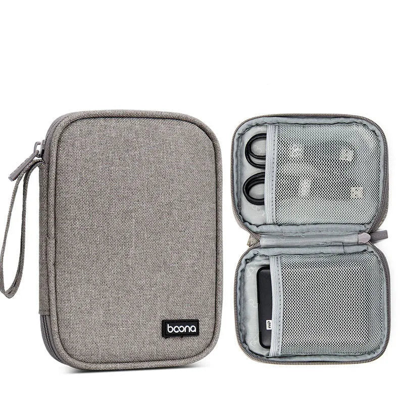 Oxford cloth hard disk storage bag for 2.5-inch drives in black and grey.
