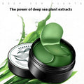 Pack of 60 green seaweed collagen eye mask sheets for moisturising the under-eye area.