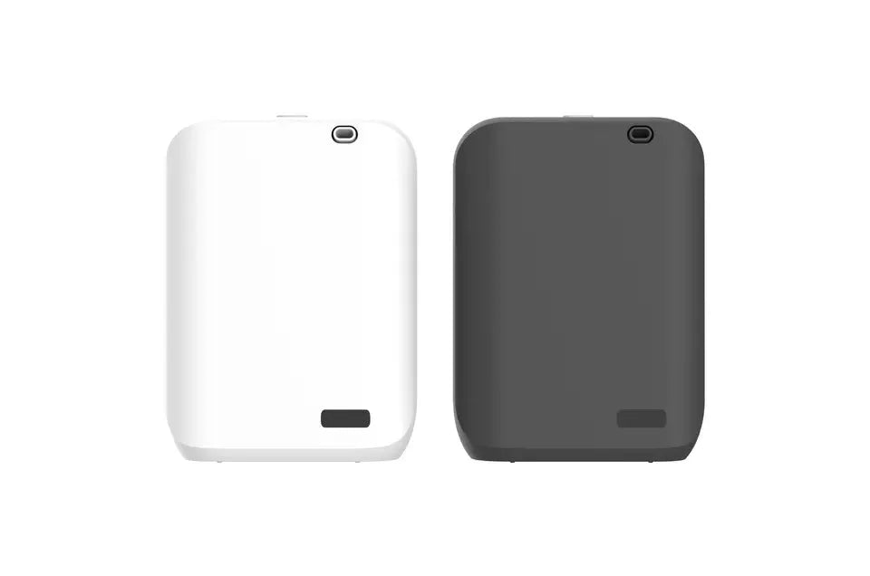 White wall-mounted smart aroma diffuser with 150ml tank and app control on a grey wall.