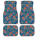 Black printed rubber car foot mat set with 20mm thickness, four-piece universal fit.