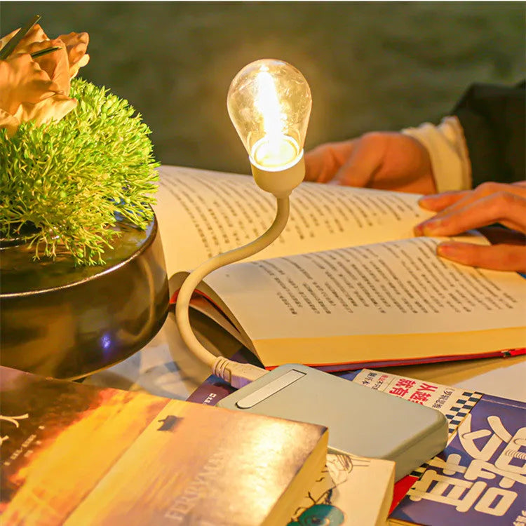 USB rechargeable folding tungsten night light with S14 bulb style in warm white illumination
