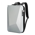 PC hard shell gaming backpack in Titanium Gold and Silver colour with anti-theft lock and multiple internal pockets