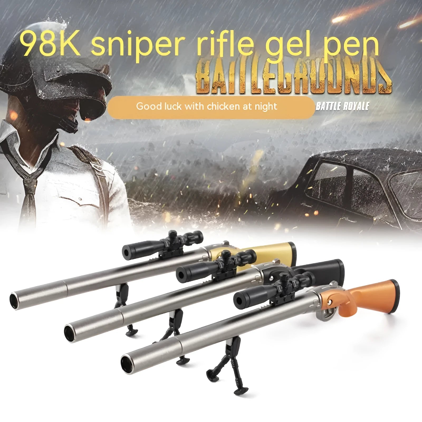 Creative 98K sniper rifle chicken eating theme gel pen with 0.5mm tip and plastic construction