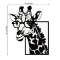 Black iron giraffe with glasses silhouette wall hanging, American country style decorative painting in 30x25cm, 45x37cm or 60x50cm.