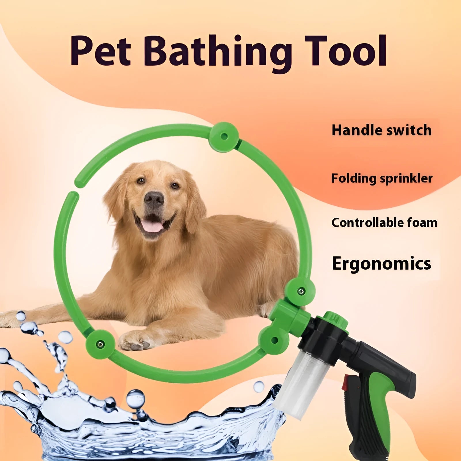 Foldable double open dog washing machine 360 degree cleaning portable pet shower in red ABS TPE material