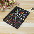 Large colourful scratch art paper for children's DIY painting, measuring 26cm by 19cm.